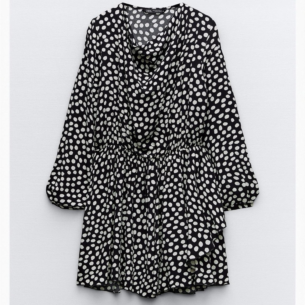 Zara Black and White Polka Dot Mini Dress